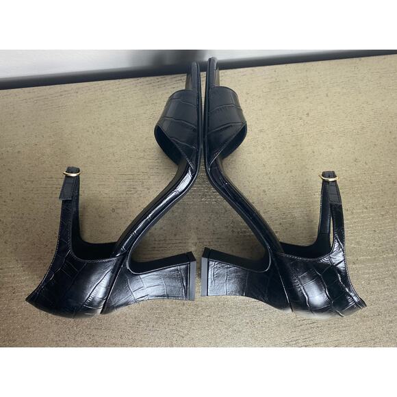 NEW AQUATALIA HEELS 9 BLACK LEATHER CROC MARY JANE FESTIVE HOLIDAYS QUIET LUXURY - Picture 13 of 16